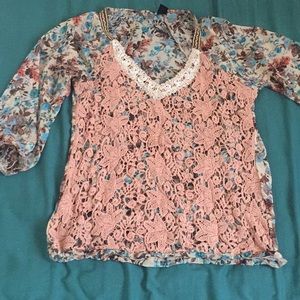 BKE chiffon top! Tons of detail, one of a kind sm